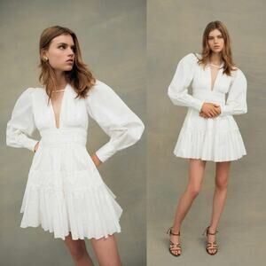 Aje Fallingwater Gathered Mini Dress Ivory Size 4 NWT